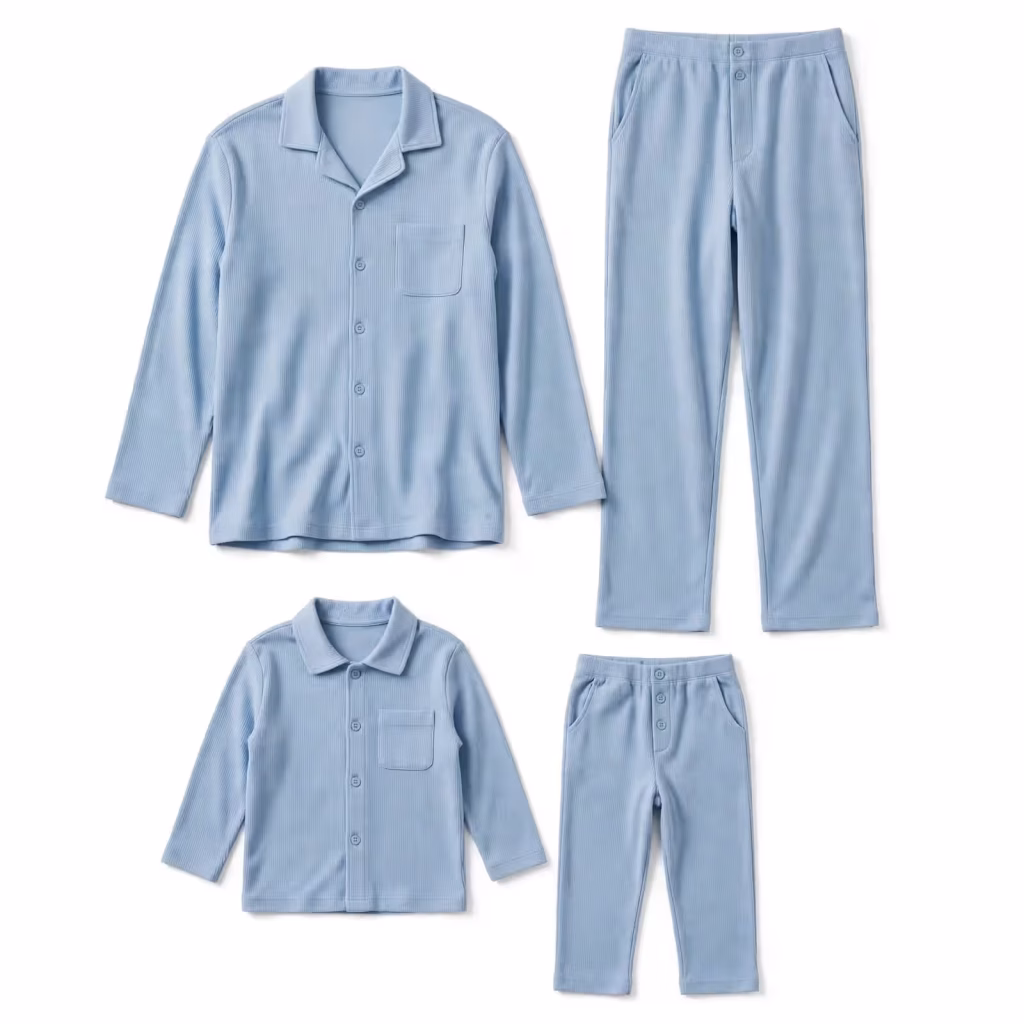 Custom Family Pyjama Set Factory Single Jersey Matching Set Bulk Plain Hem